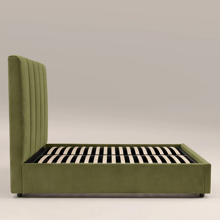 Aela Ottoman Storage Super King Bed Olive Green