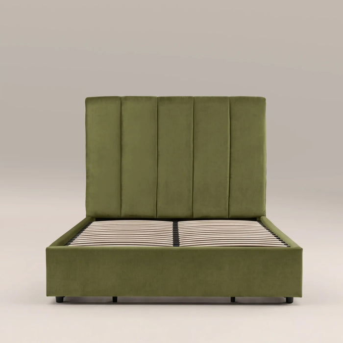 Aela Ottoman Storage Super King Bed Olive Green
