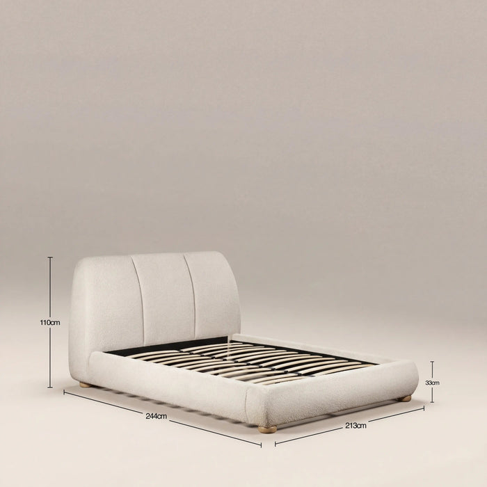 Paro Super King Bed Ivory Boucle