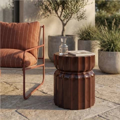 Amara Round Side Table | Rust Red
