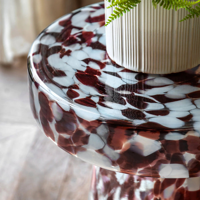 Ottis Round Side Table Maroon Red