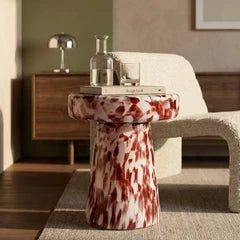 Ottis Round Side Table | Maroon Red