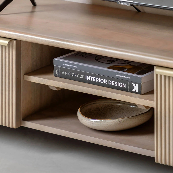 Winnie 2 Door Wooden TV Stand Natural Mango Wood