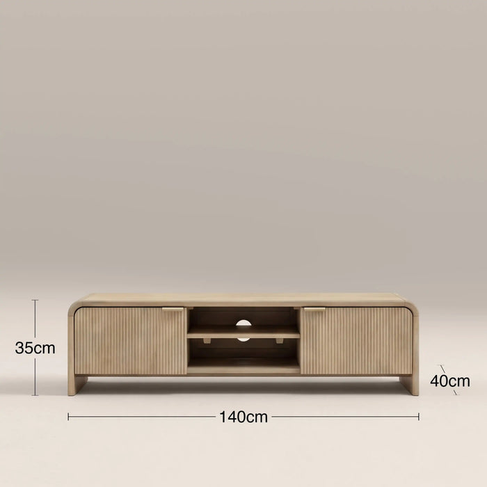 Winnie 2 Door Wooden TV Stand Natural Mango Wood