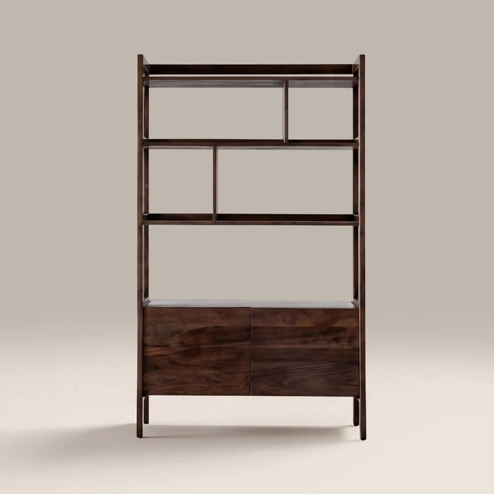 Lambert Wooden Display Unit Walnut & White Marble