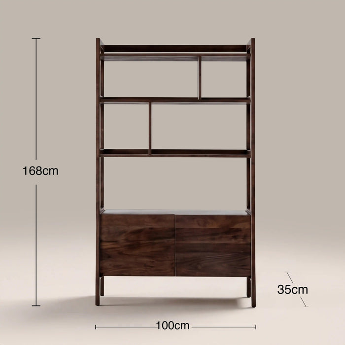 Lambert Wooden Display Unit Walnut & White Marble