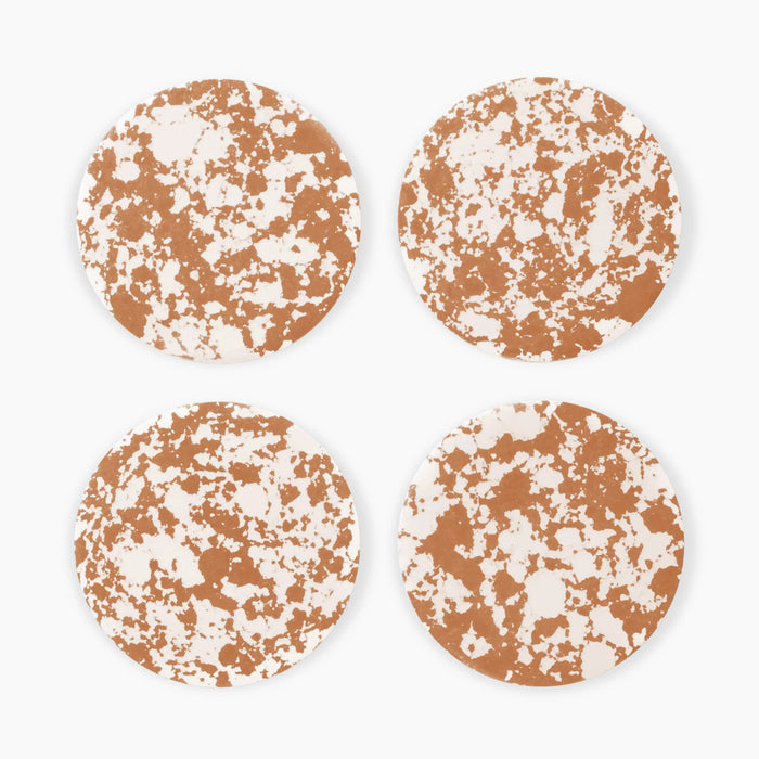 Rock Set of 4 Round Coasters Caramel