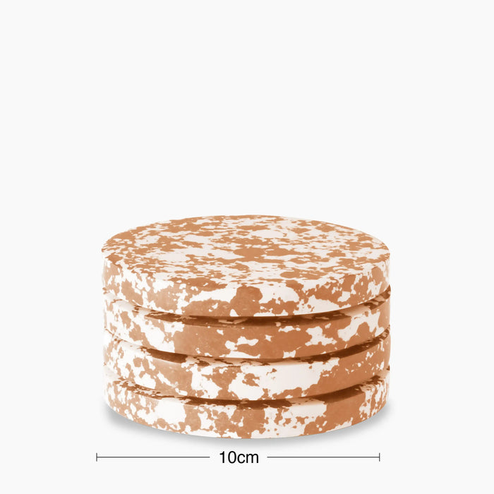 Rock Set of 4 Round Coasters Caramel