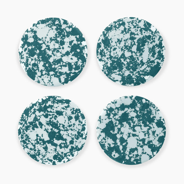 Rock Set of 4 Round Coasters Forest Green