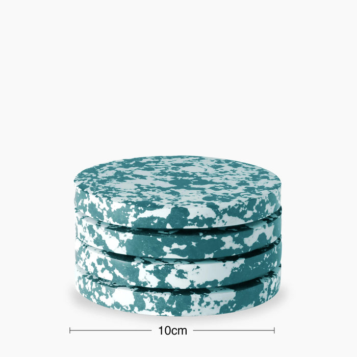 Rock Set of 4 Round Coasters Forest Green