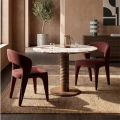 Dita 2 Seat Round Dining Table | French Riviera Honed Marble & Walnut
