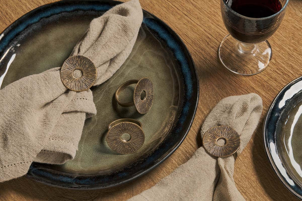Dankuni Napkin Rings Antique Brass Set Of 4