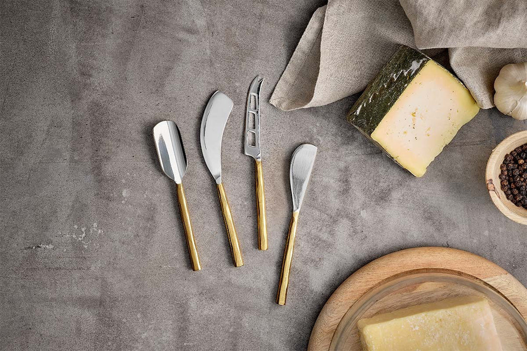 Darsa Cheese Knife Set Brushed Gold Set Of 4