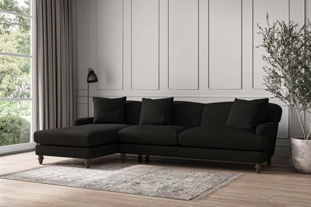 Deni Grand Left Hand Chaise Sofa - Brera Linen Charcoal