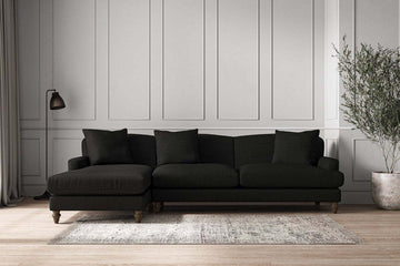 Deni Grand Left Hand Chaise Sofa - Brera Linen Charcoal