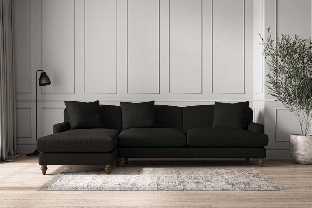 Deni Grand Left Hand Chaise Sofa - Brera Linen Charcoal