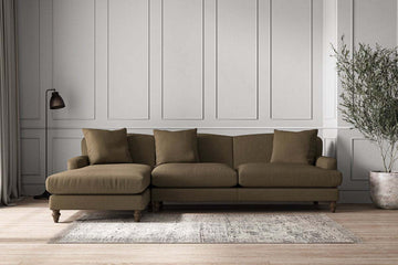 Deni Grand Left Hand Chaise Sofa - Brera Linen Chestnut