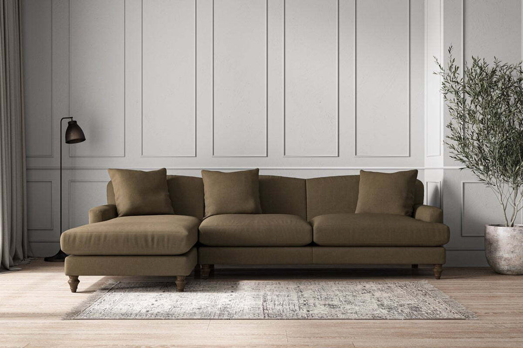 Deni Grand Left Hand Chaise Sofa - Brera Linen Chestnut
