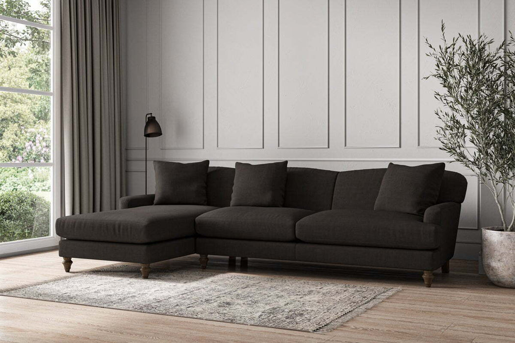 Deni Grand Left Hand Chaise Sofa - Brera Linen Espresso