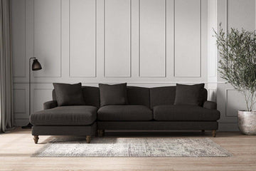 Deni Grand Left Hand Chaise Sofa - Brera Linen Espresso