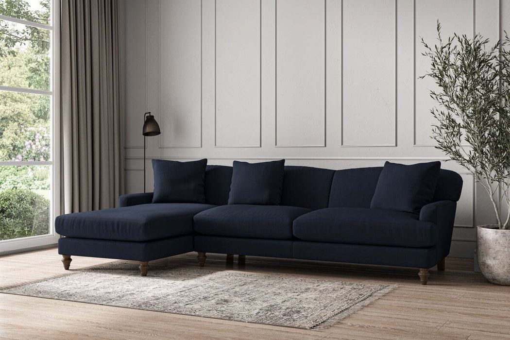 Deni Grand Left Hand Chaise Sofa - Brera Linen Indigo