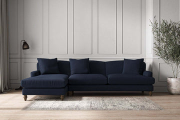 Deni Grand Left Hand Chaise Sofa - Brera Linen Indigo