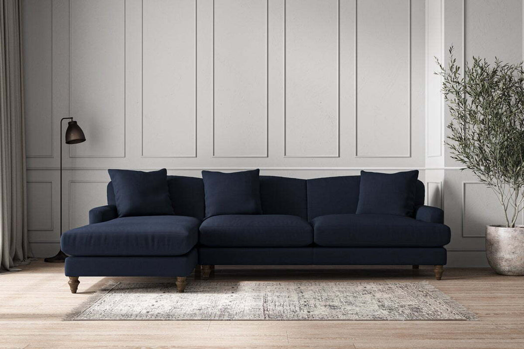 Deni Grand Left Hand Chaise Sofa - Brera Linen Indigo