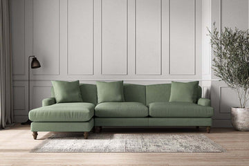 Deni Grand Left Hand Chaise Sofa - Brera Linen Jade