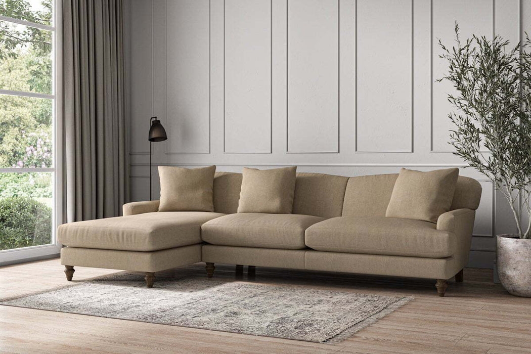 Deni Grand Left Hand Chaise Sofa - Brera Linen Pebble