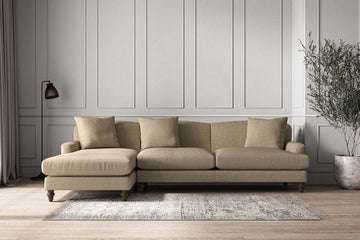 Deni Grand Left Hand Chaise Sofa - Brera Linen Pebble