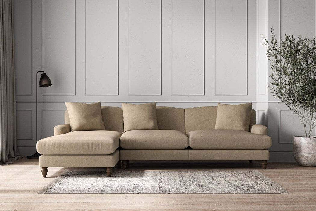 Deni Grand Left Hand Chaise Sofa - Brera Linen Pebble