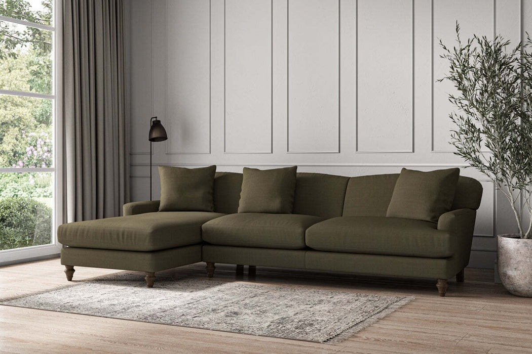 Deni Grand Left Hand Chaise Sofa - Recycled Cotton Fatigue
