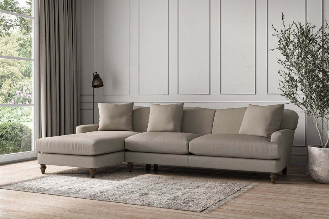 Deni Grand Left Hand Chaise Sofa - Recycled Cotton Flax