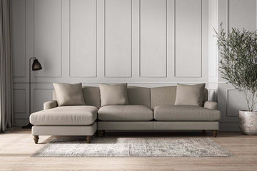 Deni Grand Left Hand Chaise Sofa - Recycled Cotton Flax