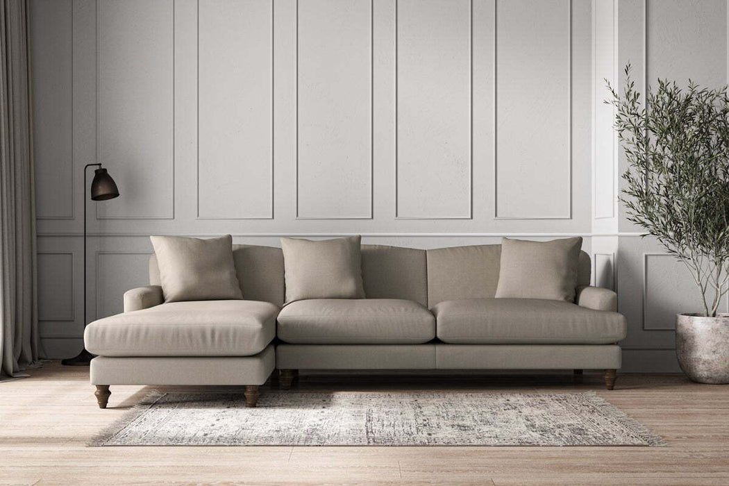 Deni Grand Left Hand Chaise Sofa - Recycled Cotton Flax