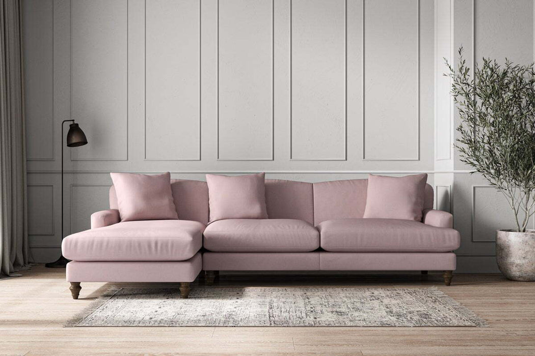 Deni Grand Left Hand Chaise Sofa - Recycled Cotton Lavender