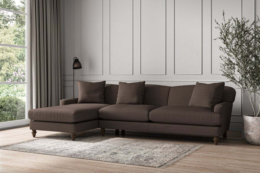 Deni Grand Left Hand Chaise Sofa - Recycled Cotton Mocha