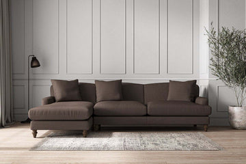 Deni Grand Left Hand Chaise Sofa - Recycled Cotton Mocha