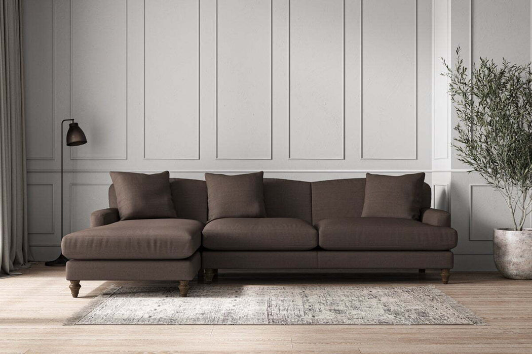 Deni Grand Left Hand Chaise Sofa - Recycled Cotton Mocha