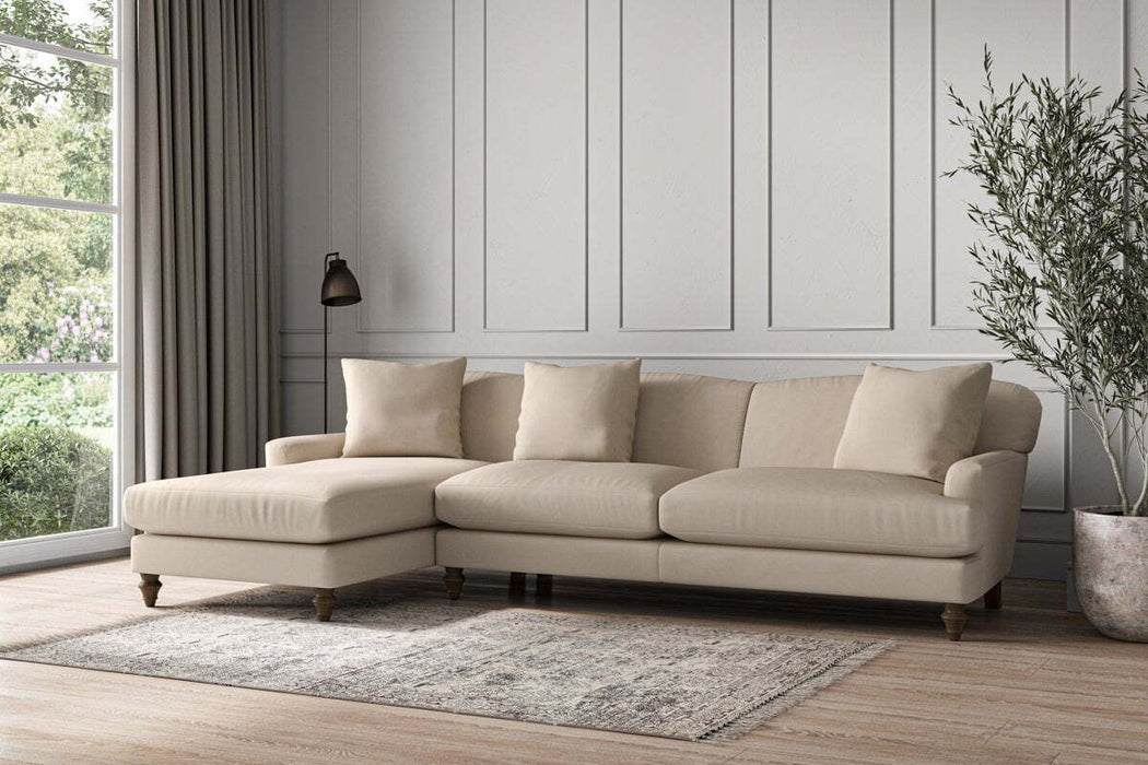 Deni Grand Left Hand Chaise Sofa - Recycled Cotton Natural