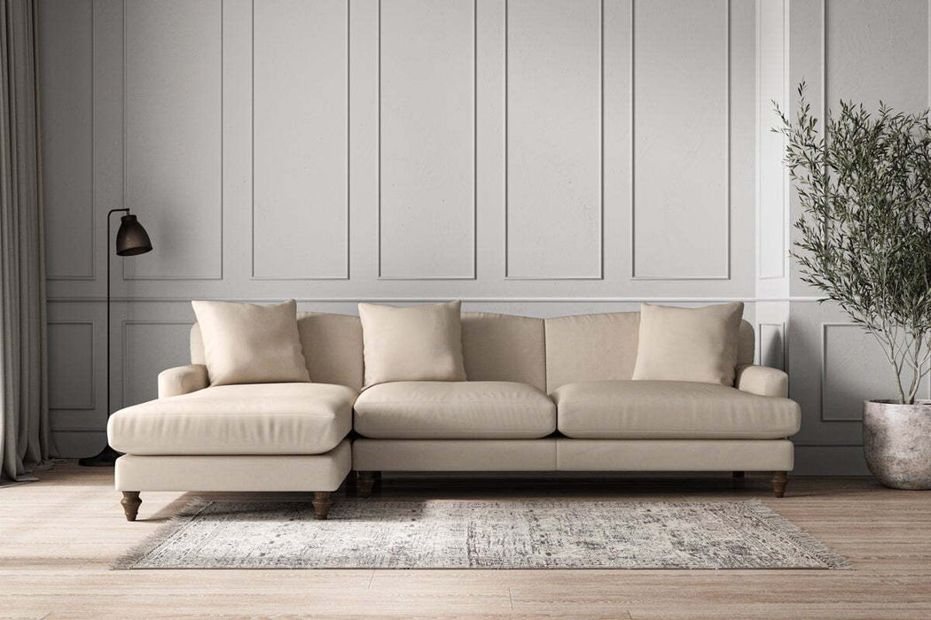 Deni Grand Left Hand Chaise Sofa - Recycled Cotton Natural