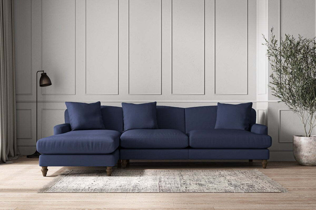 Deni Grand Left Hand Chaise Sofa - Recycled Cotton Navy