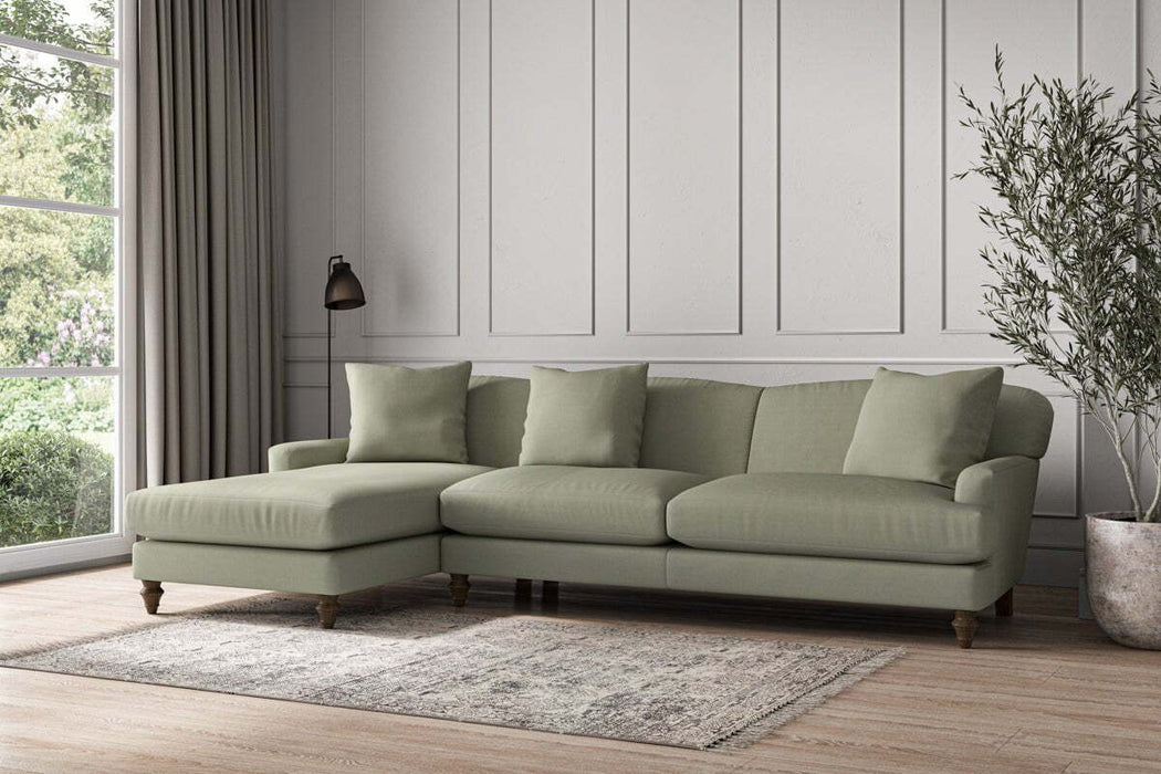 Deni Grand Left Hand Chaise Sofa - Recycled Cotton Seaspray