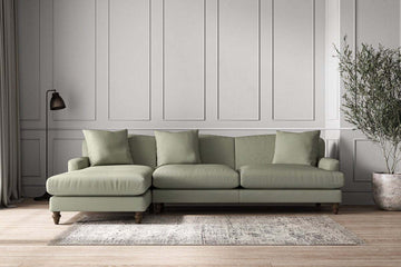 Deni Grand Left Hand Chaise Sofa - Recycled Cotton Seaspray