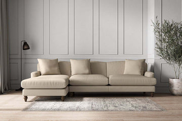 Deni Grand Left Hand Chaise Sofa - Recycled Cotton Stone