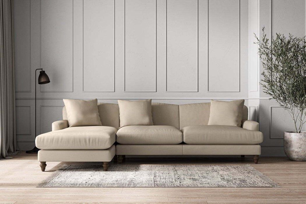 Deni Grand Left Hand Chaise Sofa - Recycled Cotton Stone
