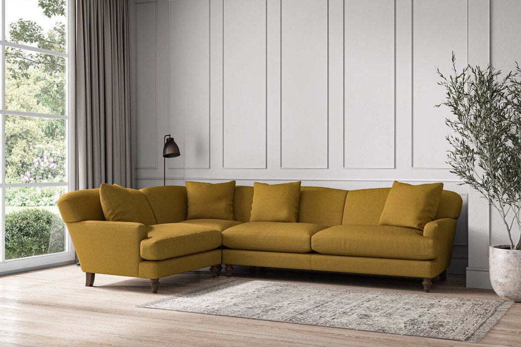 Deni Grand Left Hand Corner Sofa - Recycled Cotton Ochre