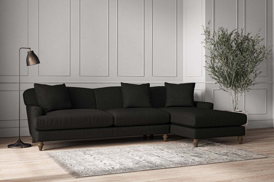 Deni Grand Right Hand Chaise Sofa - Brera Linen Charcoal