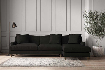 Deni Grand Right Hand Chaise Sofa - Brera Linen Charcoal