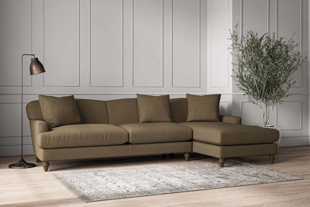 Deni Grand Right Hand Chaise Sofa - Brera Linen Chestnut